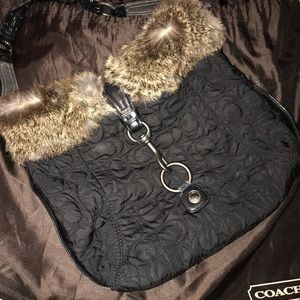 Buy 1 Get 1 Free Coach Fur trimmed bag like new